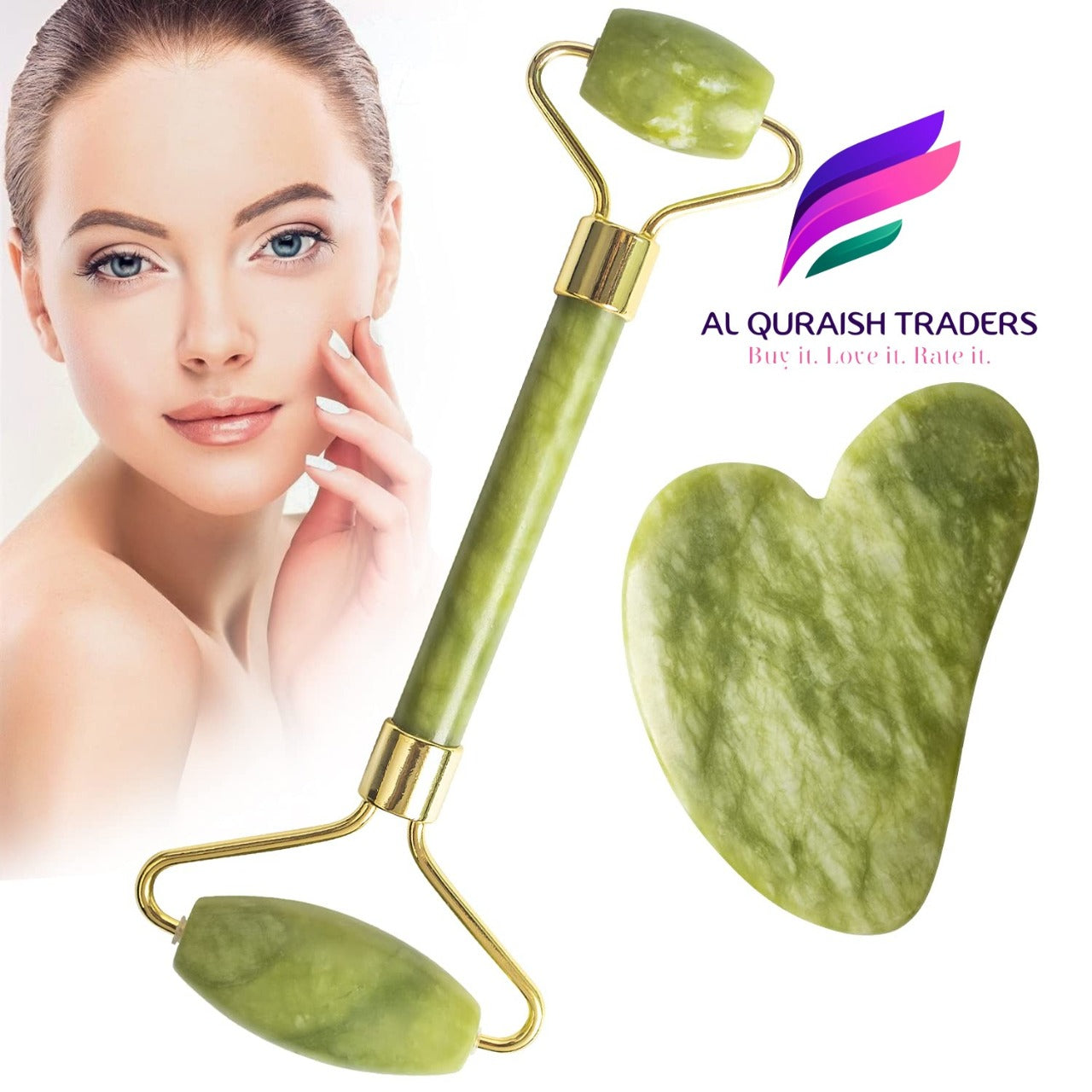 Anti Aging Natural Jade Roller With Gua Sha Stone